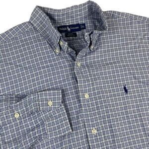 RALPH LAUREN Blake‎ Mens Button Down Shirt Blue Plaid Size XL XLarge Classic